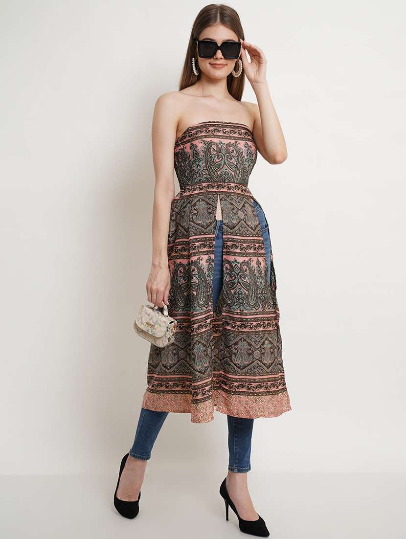 women printed tube neck a-line tunic - 21725873 -  Standard Image - 3