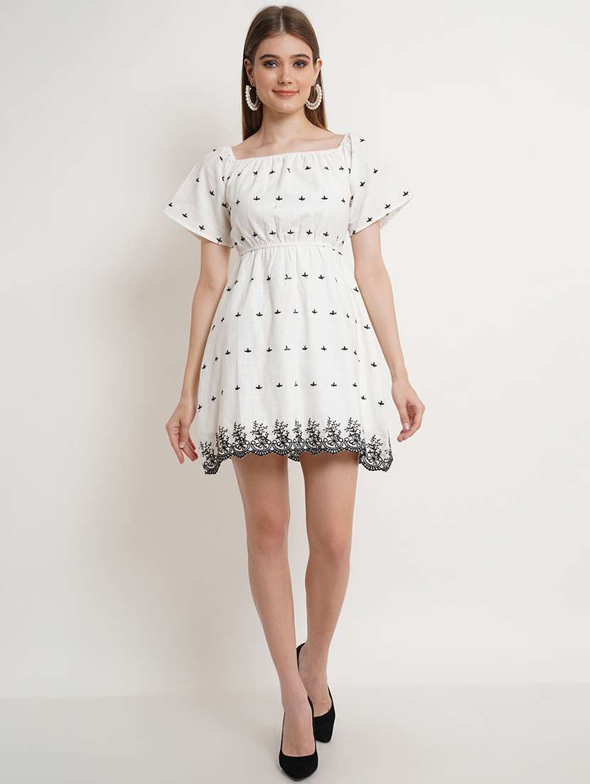women embroidered short sleeves a-line dress - 21725877 - Zoom Image - 0