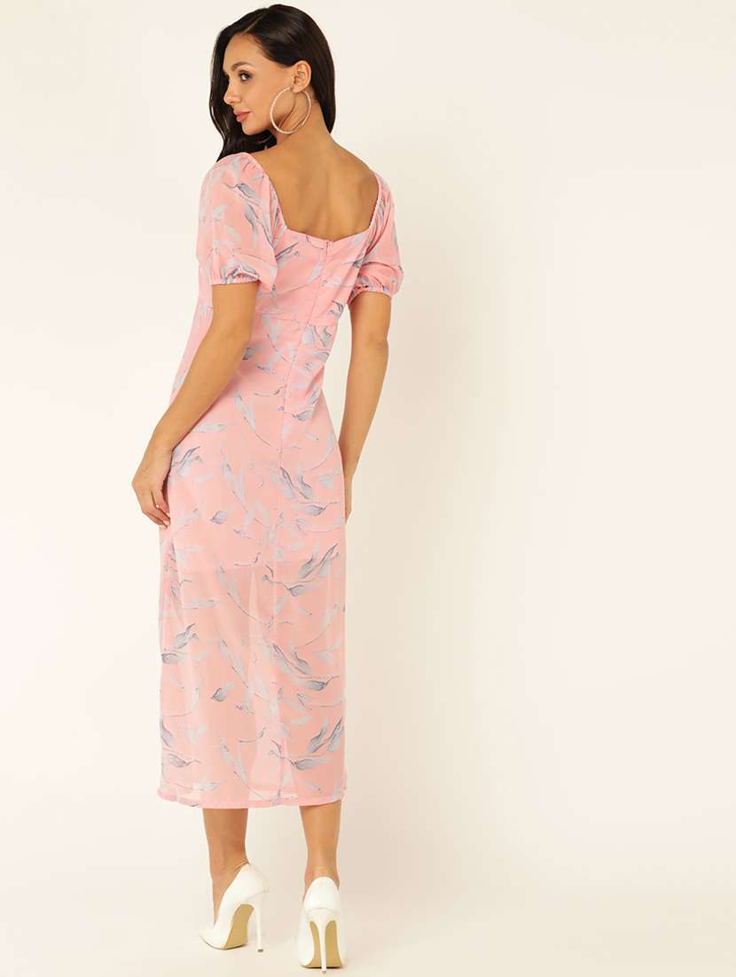 women printed puff sleeves a-line dress - 21725898 -  Standard Image - 3