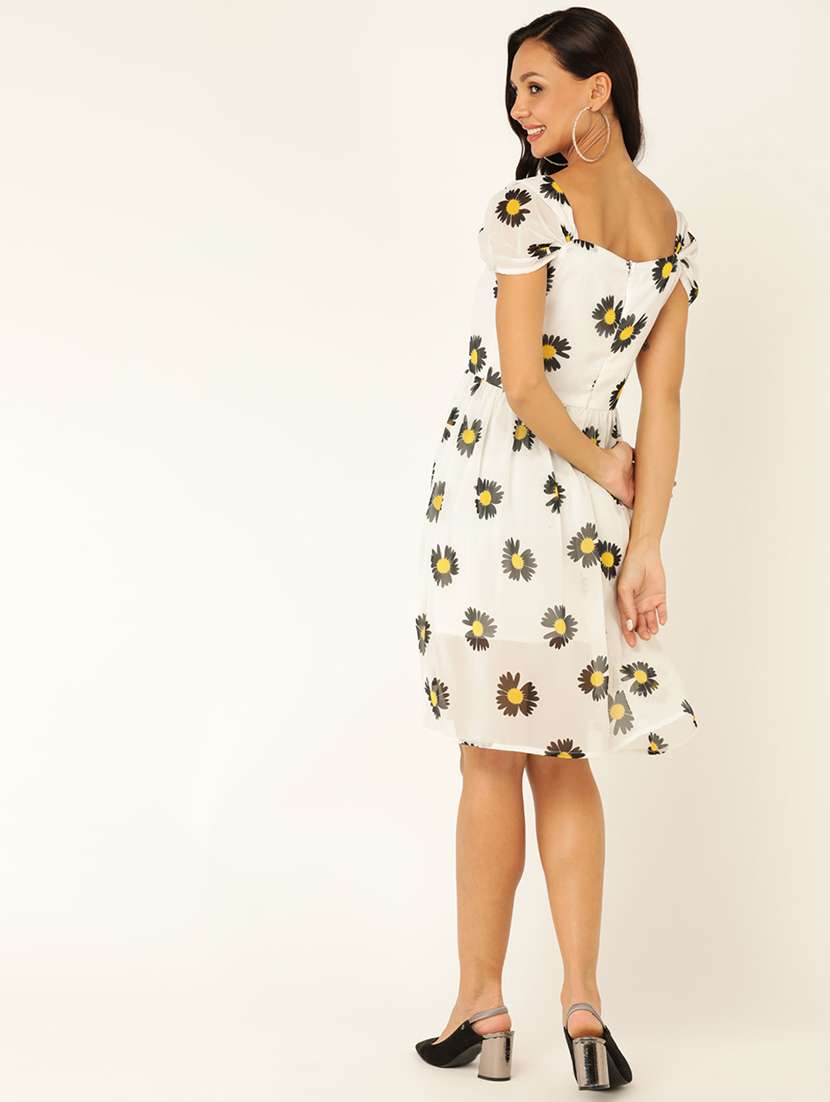 women floral print cap sleeves fit & flare dress - 21725904 -  Standard Image - 3