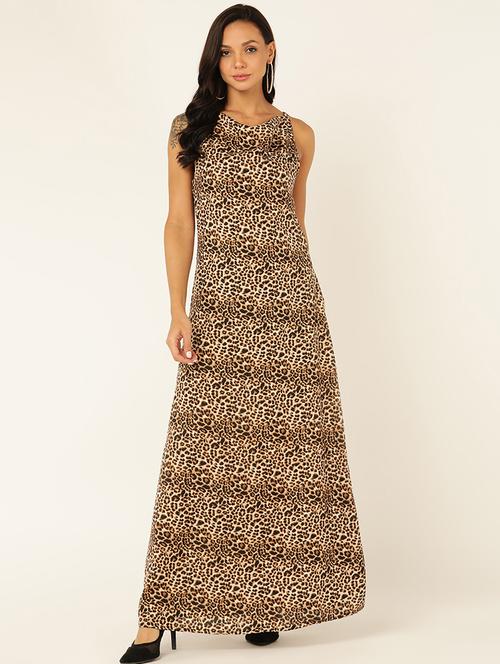 women animal print cowl neck a-line dress - 21725915 - Standard Image - 0