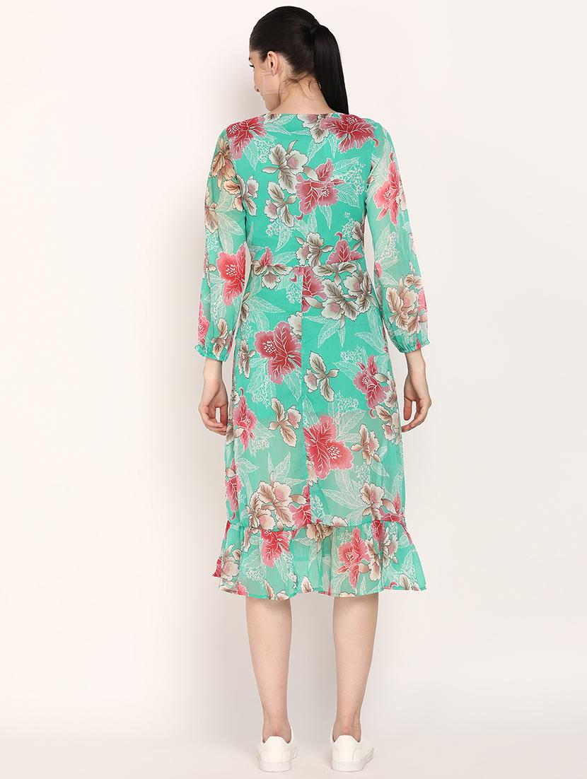 women floral print puff sleeves wrap dress - 21725921 - Standard Image - 3