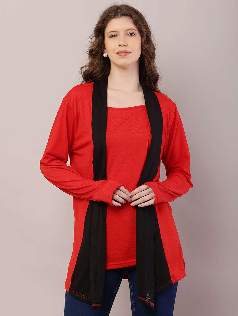 women color block asymmetric shrug