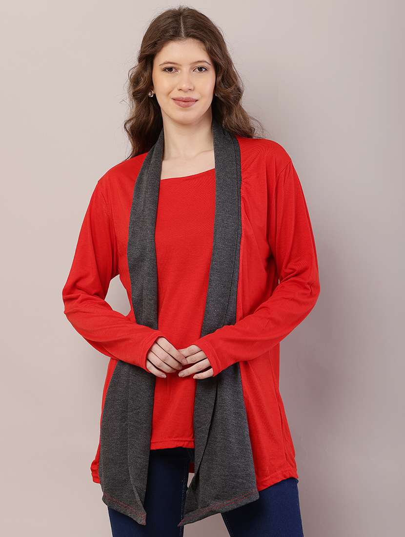 women color block asymmetric shrug