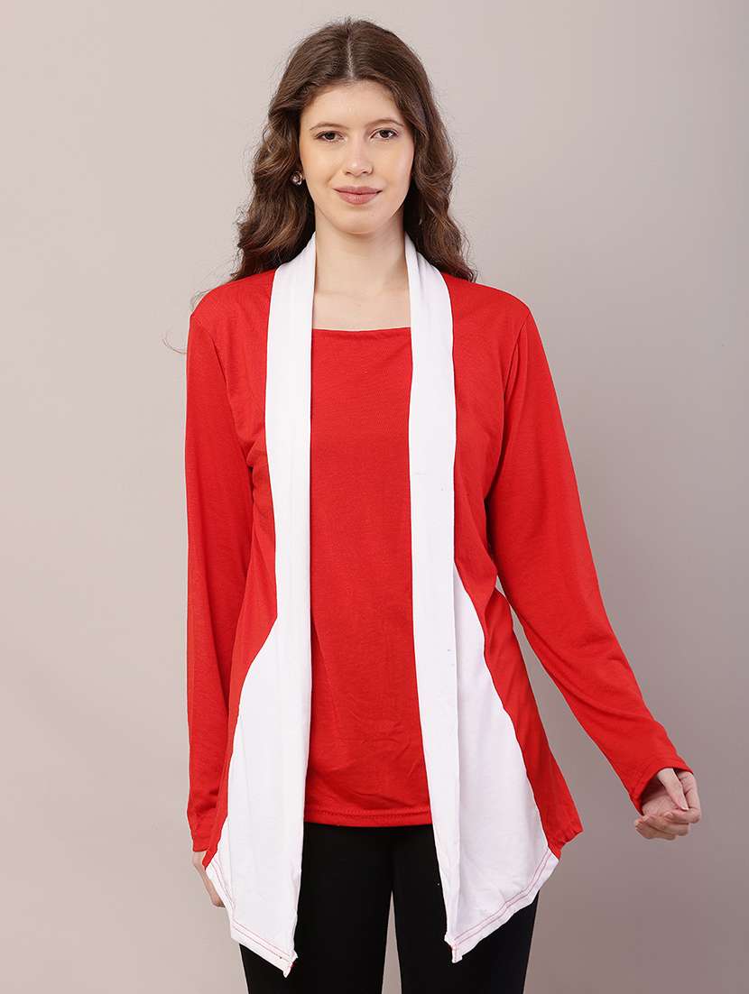 women color block asymmetric shrug