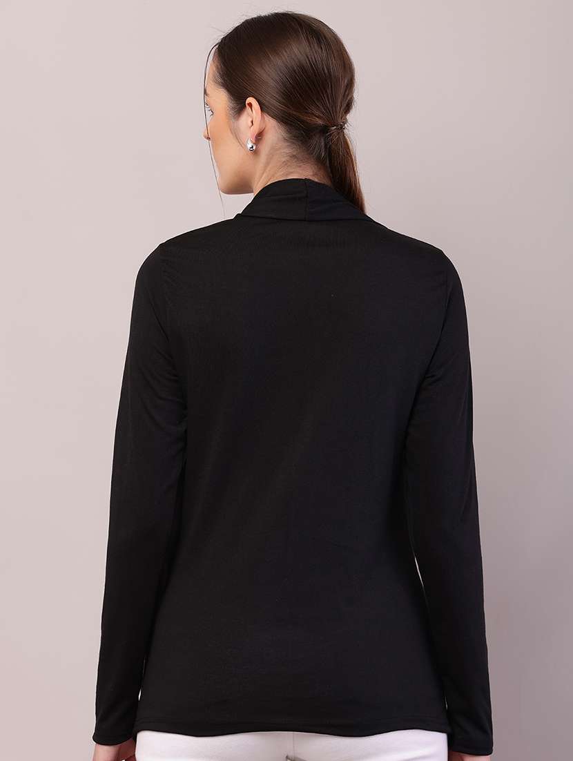 women solid asymmetric shrug - 21726445 -  Standard Image - 3