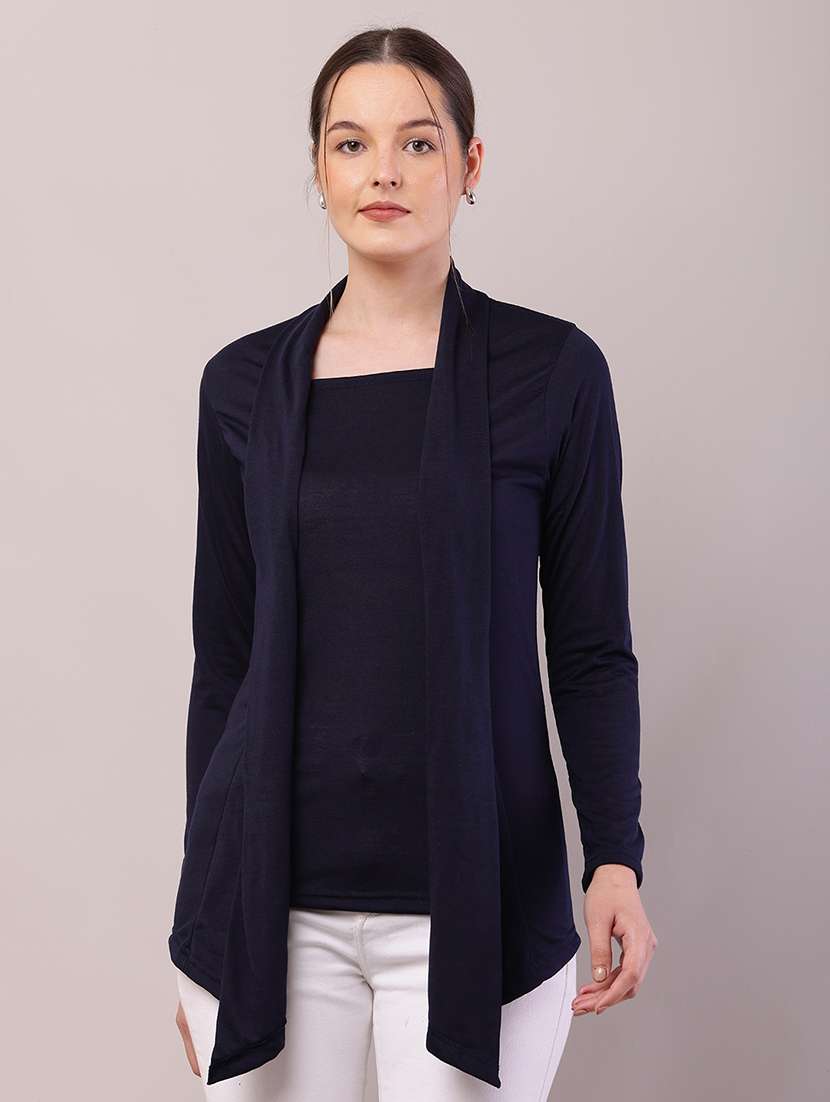 women solid asymmetric shrug