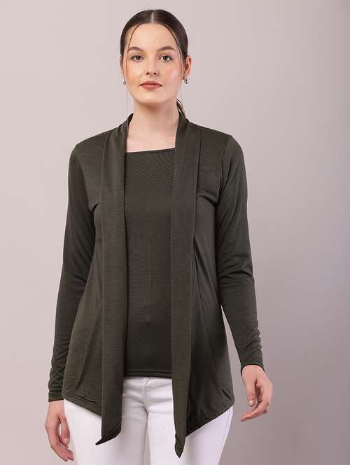 women solid asymmetric shrug - 21726451 - Standard Image - 0