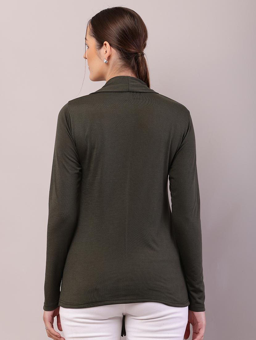 women solid asymmetric shrug - 21726451 - Standard Image - 3