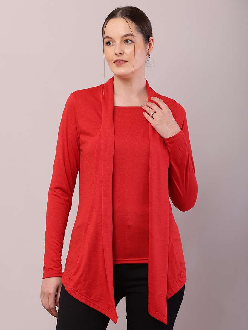 women solid asymmetric shrug