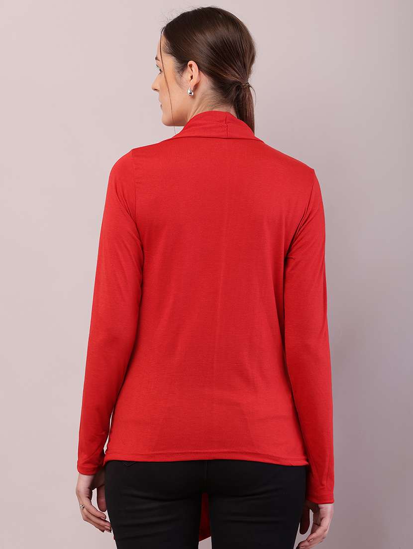 women solid asymmetric shrug - 21726452 -  Standard Image - 3