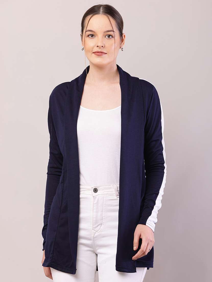 women color block long sleeve shrug