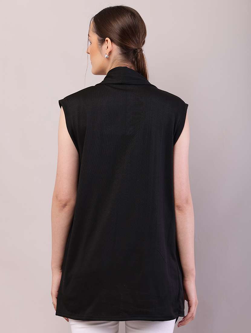 women solid asymmetric shrug - 21726461 -  Standard Image - 3