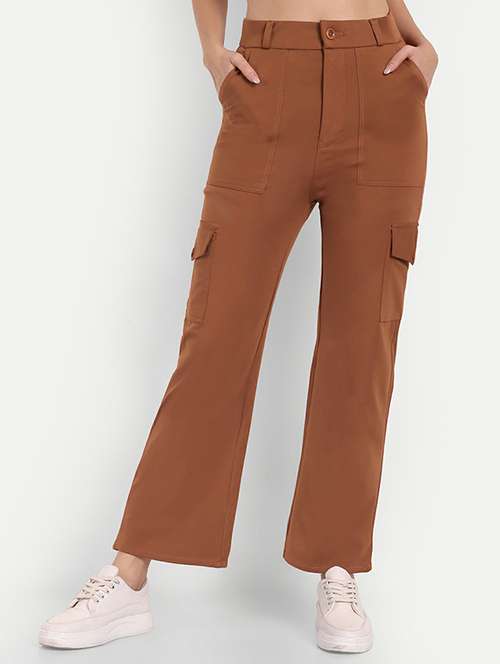women solid high rise cargo - 21726745 - Standard Image - 0