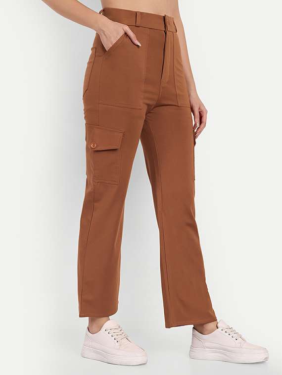 women solid high rise cargo - 21726745 - Standard Image - 3