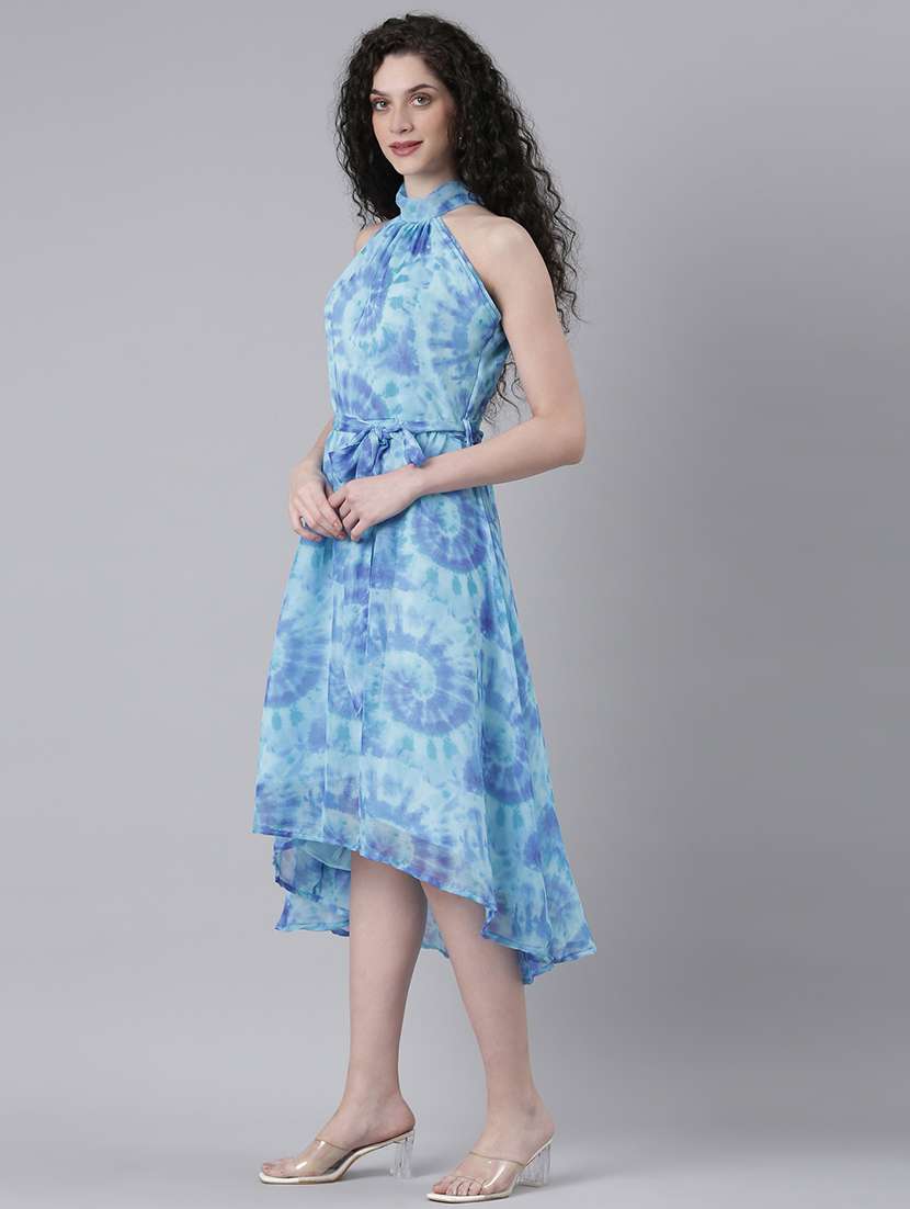 women printed halter neck high low dress - 21727986 - Standard Image - 3