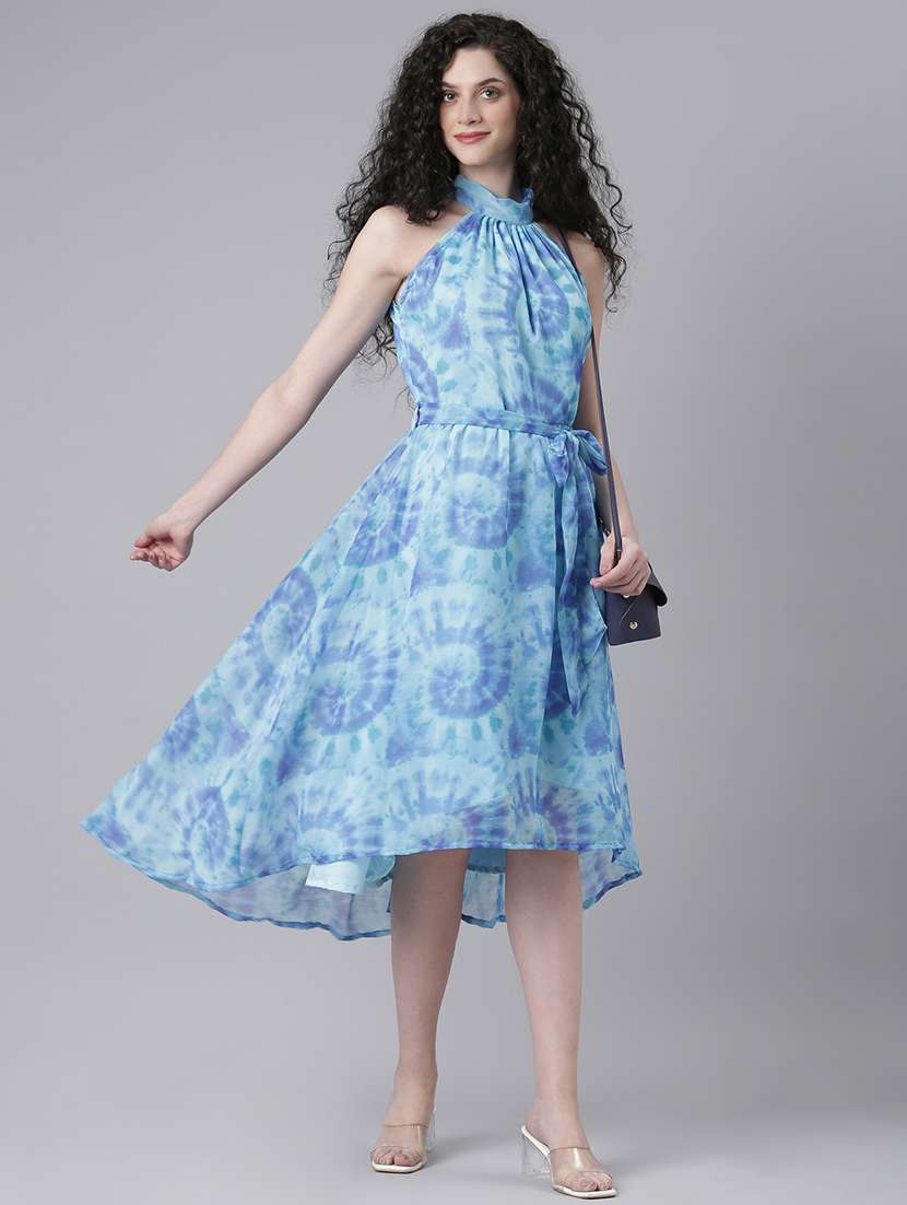 women printed halter neck high low dress - 21727986 - Standard Image - 5