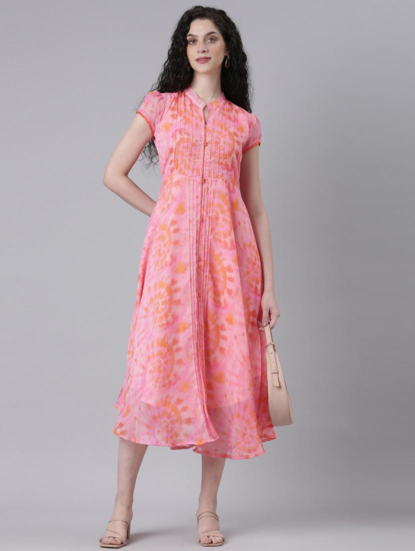 women printed short sleeves fit & flared dress - 21727988 - Standard Image - 5