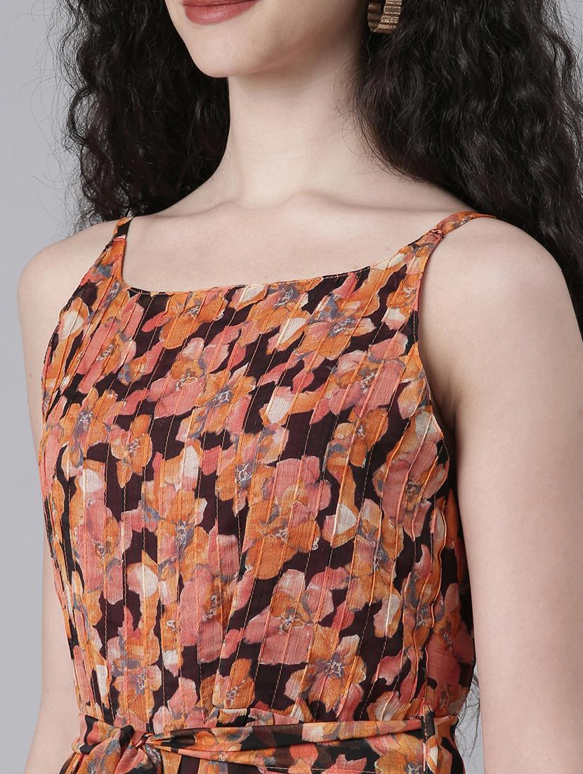 women printed shoulder strap tiered dress - 21727990 - Standard Image - 5
