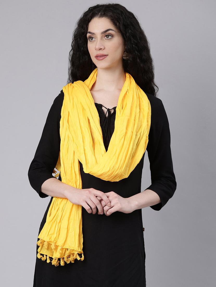 women yellow solid dupatta - 21727993 - Standard Image - 3