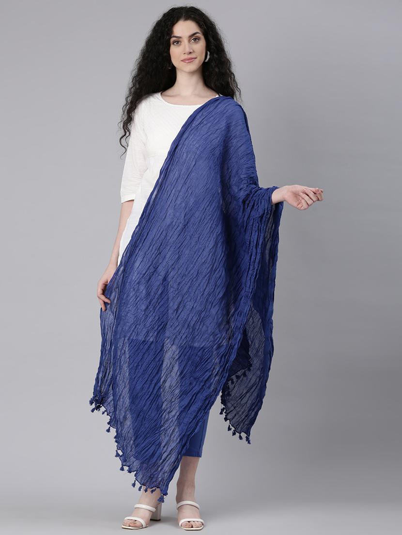 women blue solid dupatta - 21727994 -  Zoom Image - 0