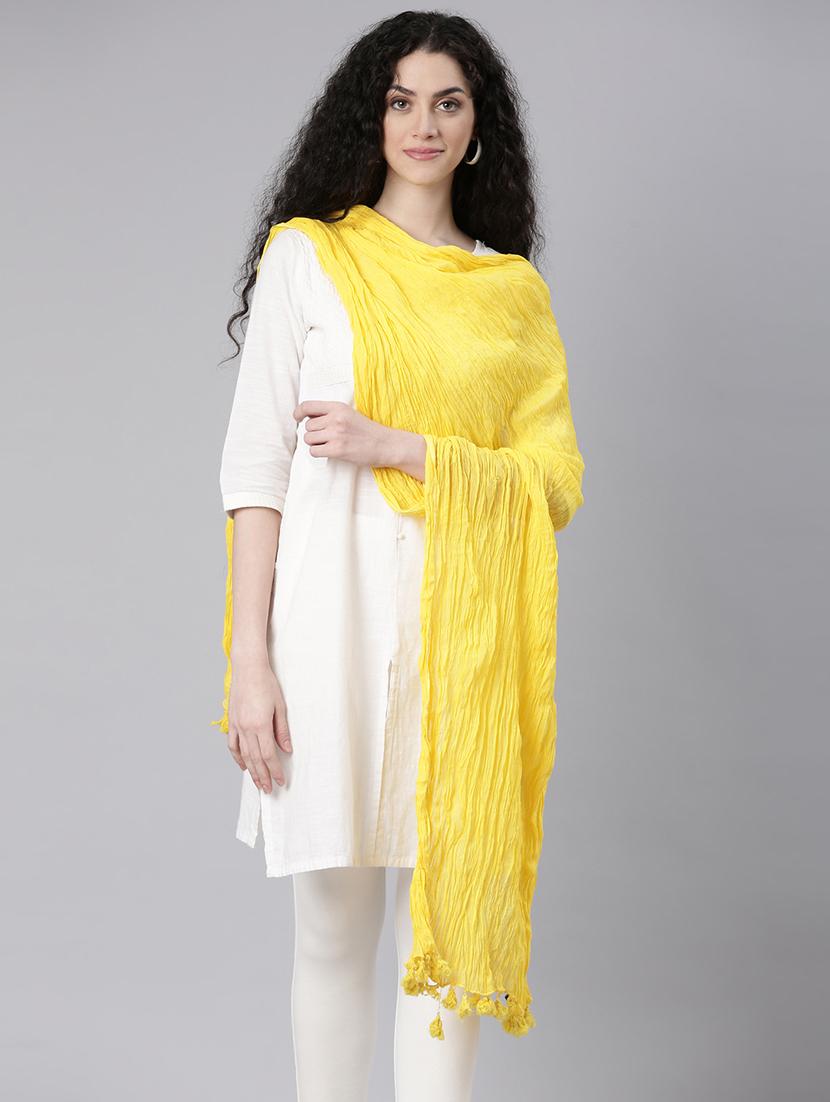 women yellow solid dupatta - 21727995 - Standard Image - 3