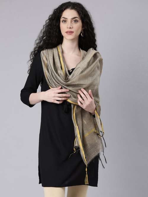women grey solid dupatta - 21728023 -  Standard Image - 0