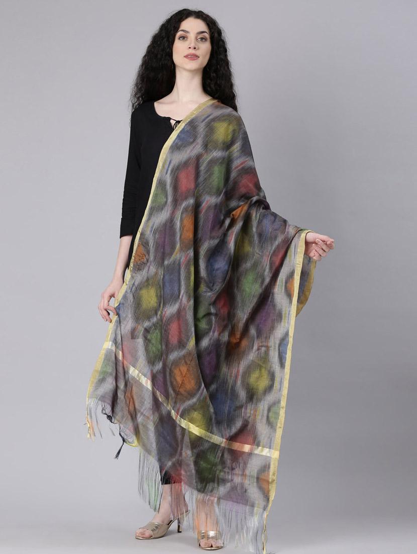 women grey printed dupatta - 21728024 - Standard Image - 3