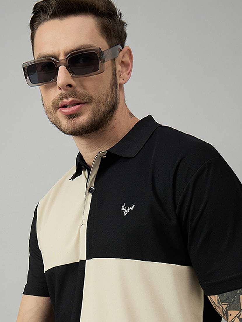 men short sleeves color block polo t-shirt - 21728059 -  Standard Image - 3