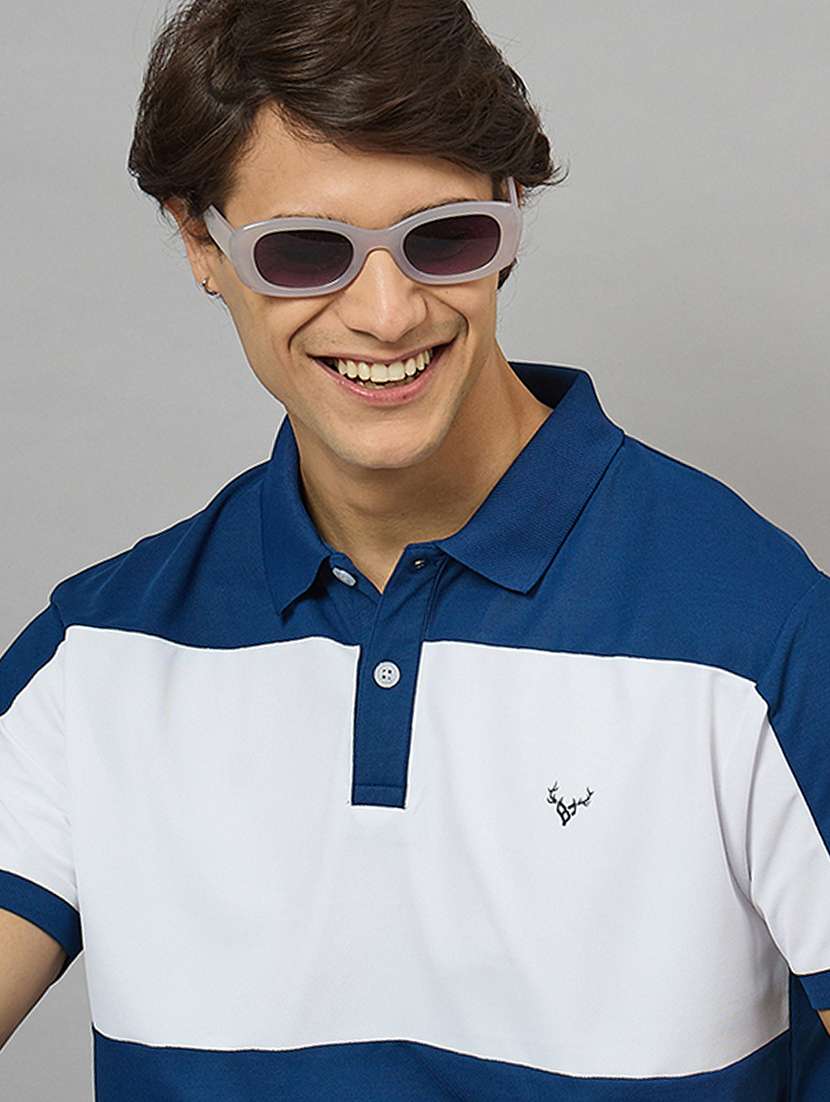 men loose fit color block polo t-shirt - 21728063 -  Standard Image - 3