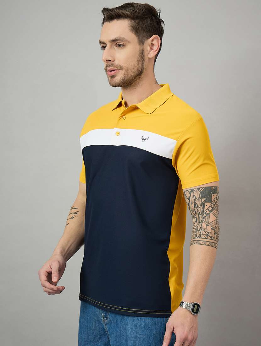 men short sleeves color block polo t-shirt