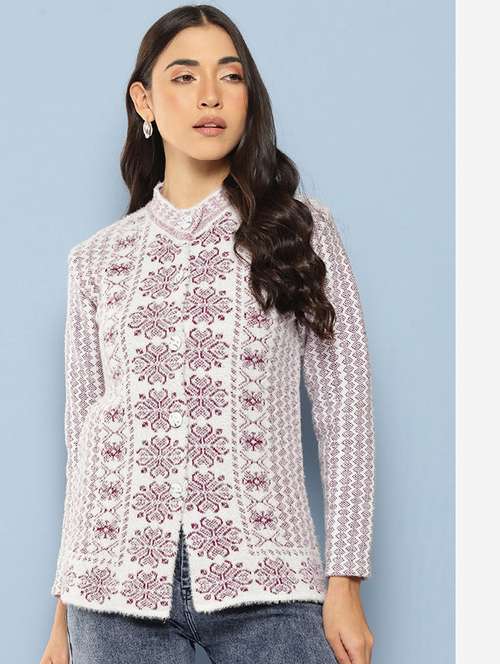 women long sleeves self design cardigan - 21728096 -  Standard Image - 0