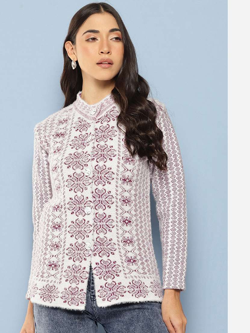 women long sleeves self design cardigan