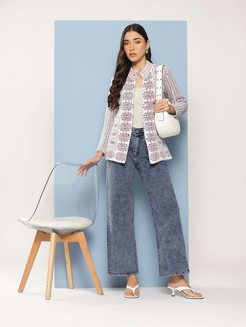 women long sleeves self design cardigan - 21728096 -  Standard Image - 3