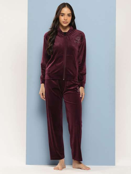 women hoodie and track pant co-ord set - 21728100 - Standard Image - 0
