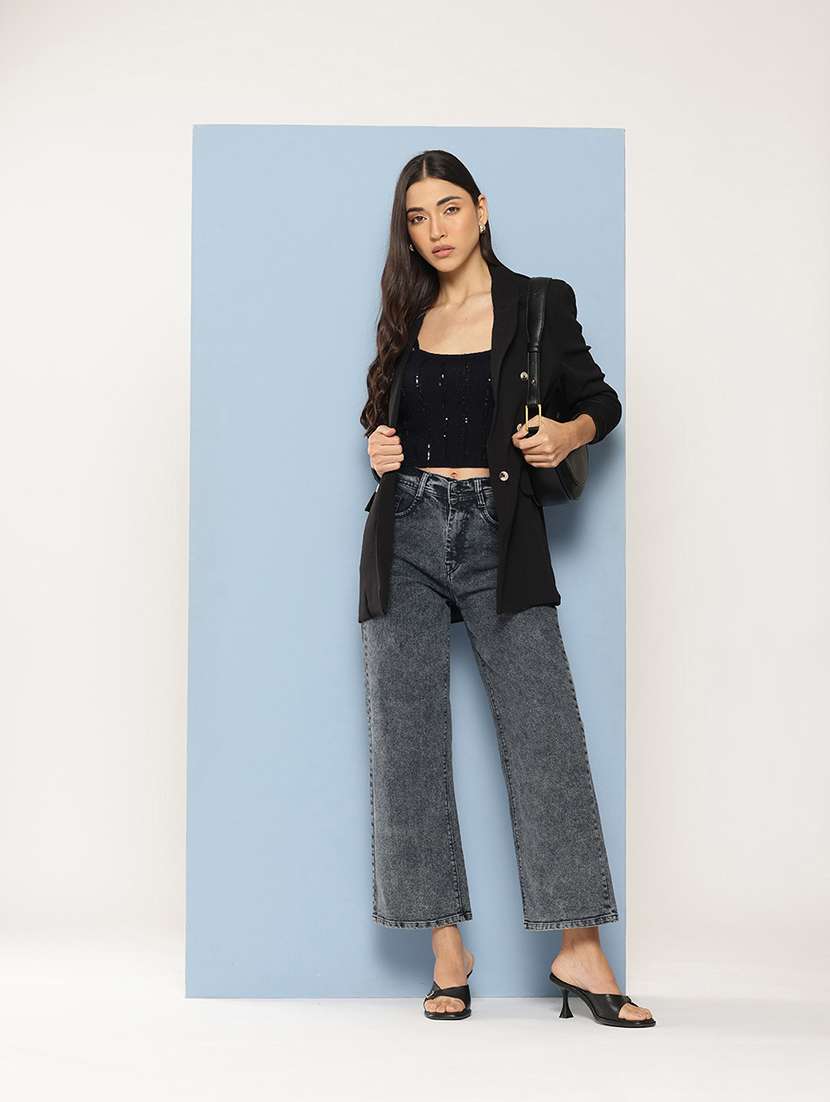 women solid high rise straight fit jean - 21728112 -  Standard Image - 3