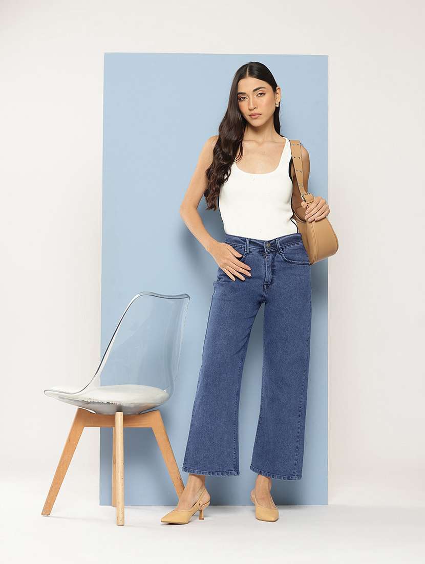 women solid high rise straight fit jean - 21728113 -  Standard Image - 3