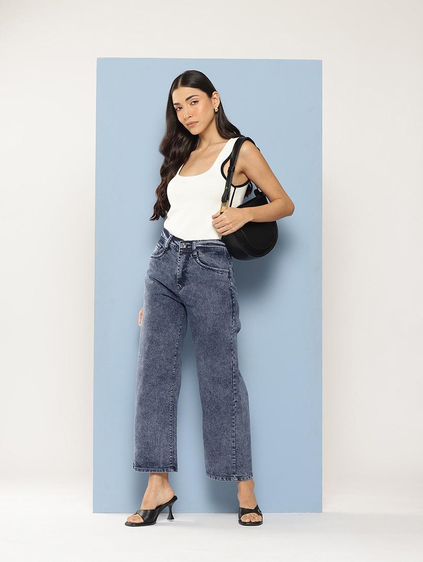 women solid high rise straight fit jean - 21728114 - Standard Image - 3