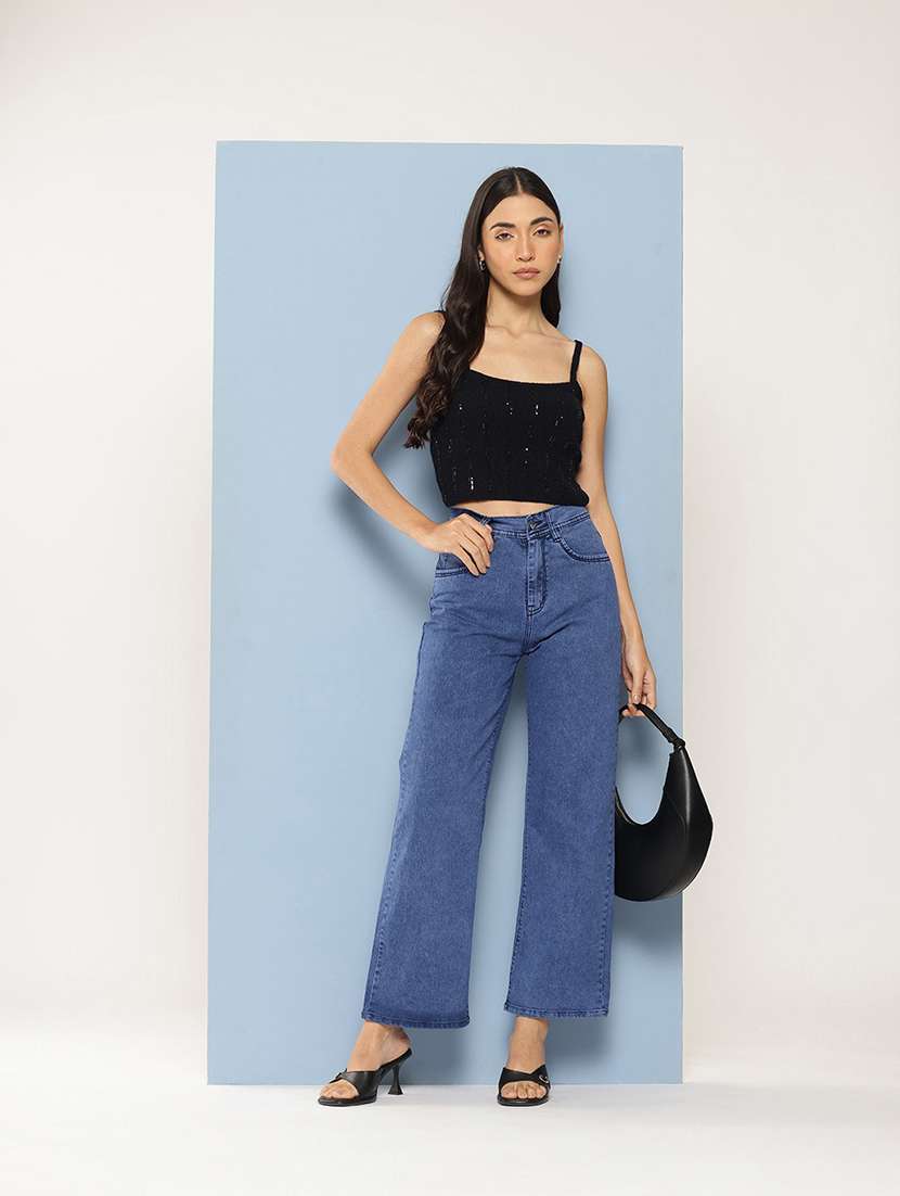 women solid high rise straight fit jean - 21728116 - Standard Image - 3