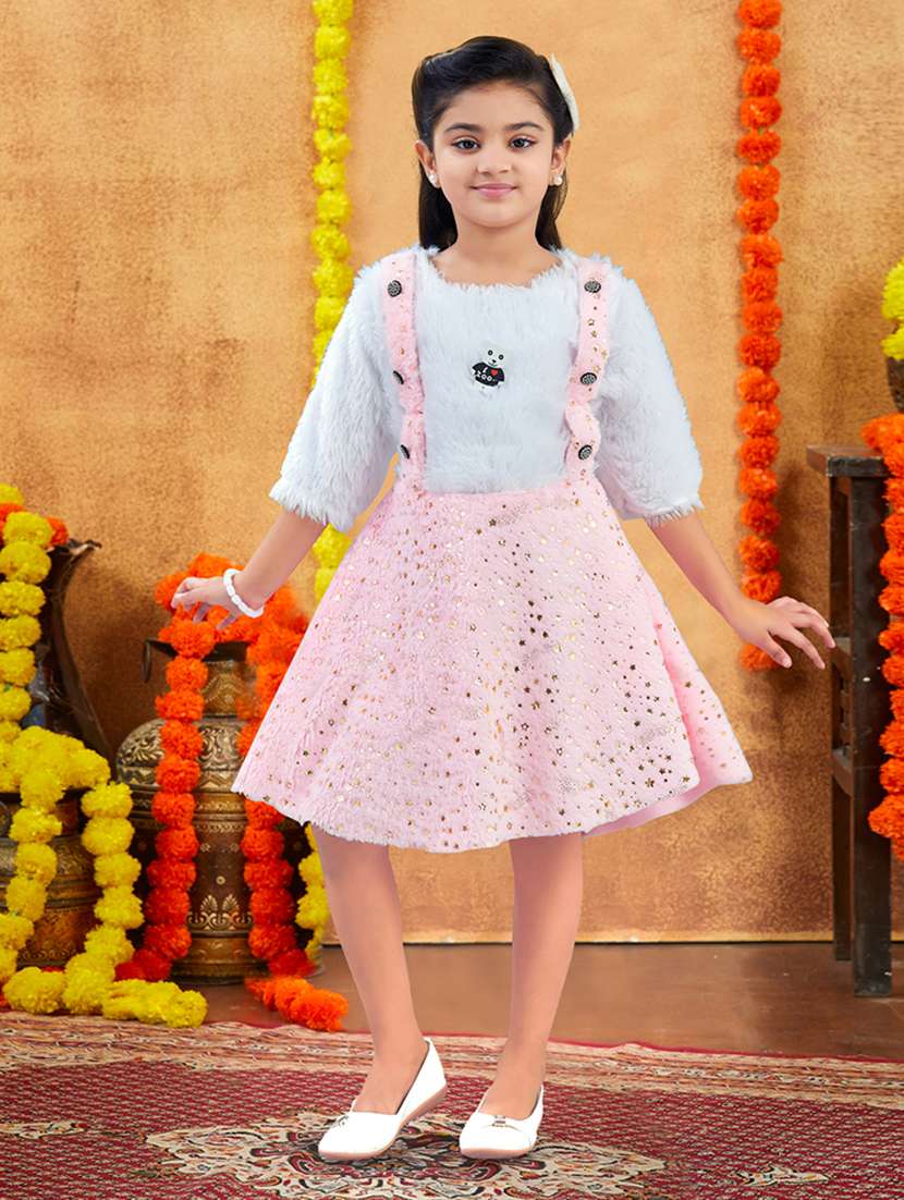 girls embellished round neck frock