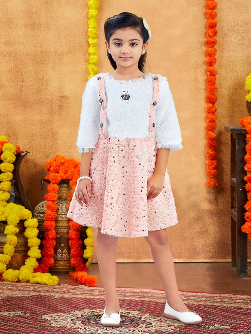 girls embellished round neck frock