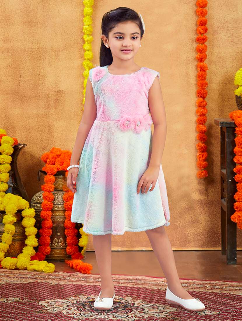 girls tie & dye round neck frock
