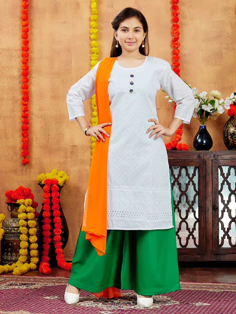 girls embroidered kurta palazzo set with dupatta - 21728133 -  Zoom Image - 0