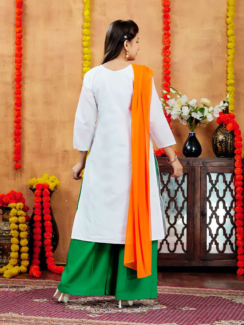 girls embroidered kurta palazzo set with dupatta - 21728133 - Standard Image - 3