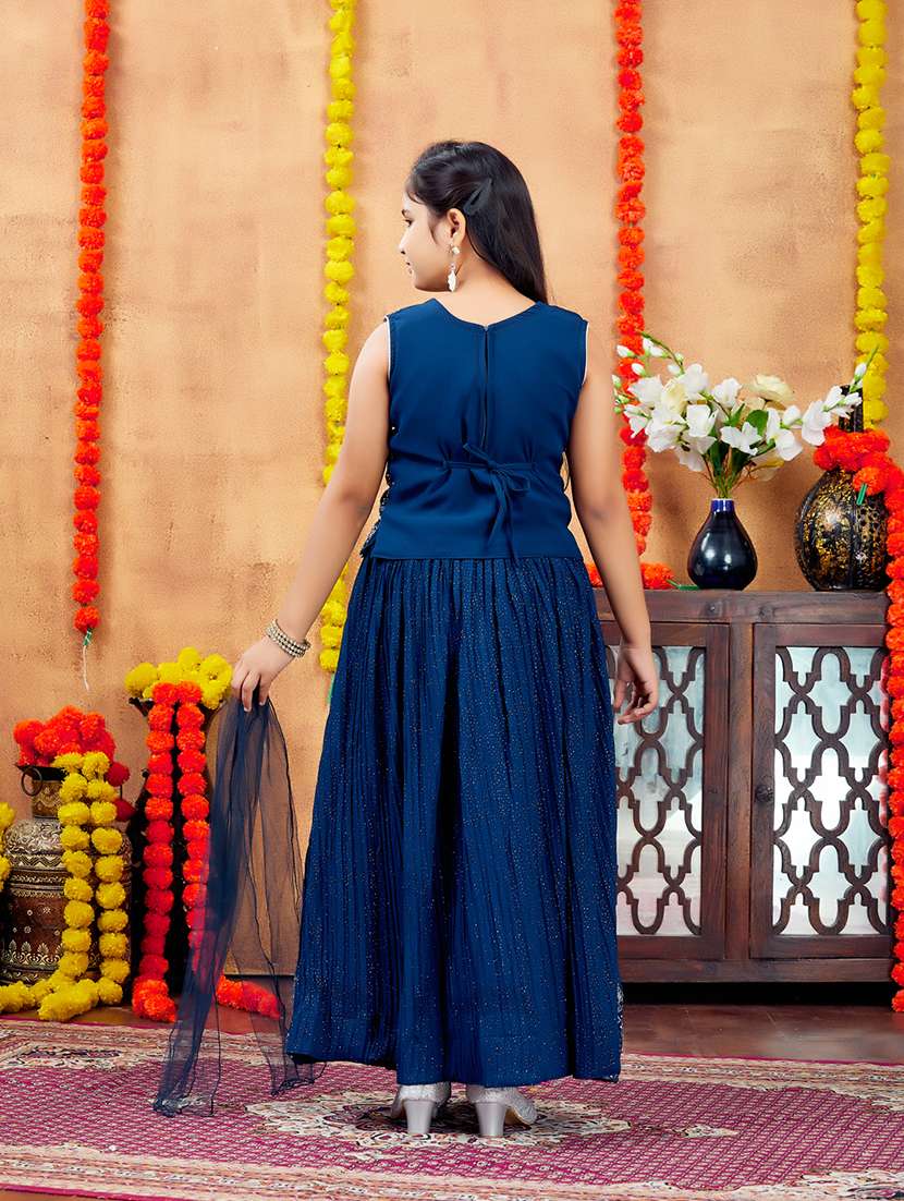 girls mirror work skirt top set with dupatta - 21728135 -  Standard Image - 3