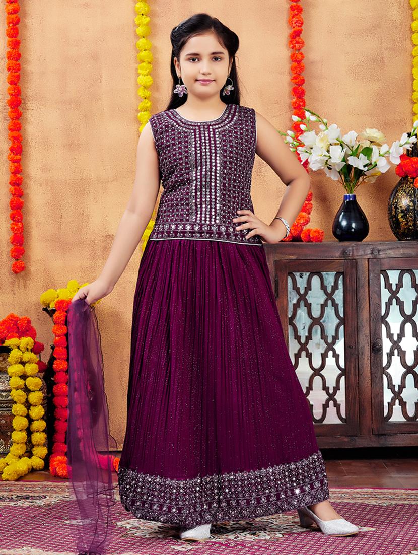 girls mirror work skirt top set with dupatta - 21728136 -  Zoom Image - 0