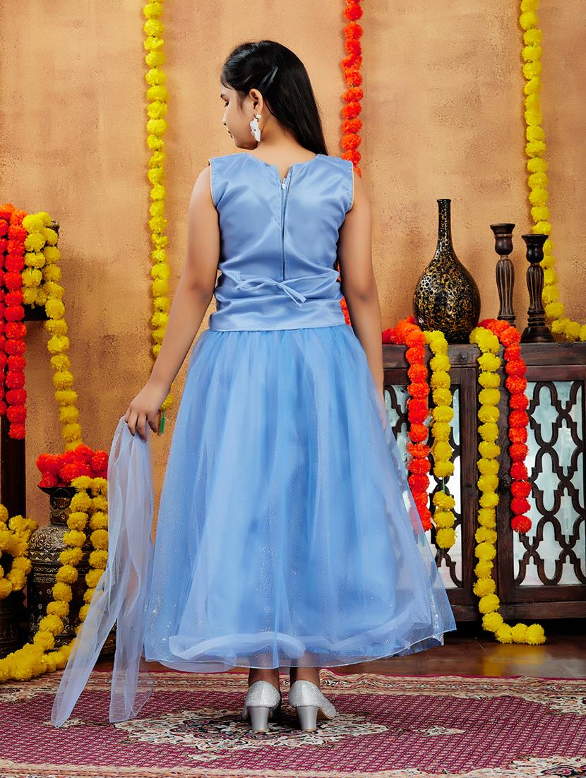 girls sequin work skirt top set with dupatta - 21728137 - Standard Image - 3
