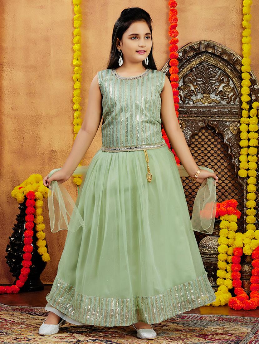 girls sequin work skirt top set with dupatta - 21728138 -  Zoom Image - 0