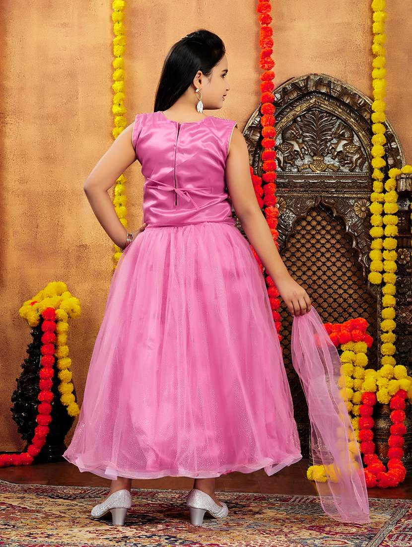 girls sequin work skirt top set with dupatta - 21728139 - Standard Image - 3