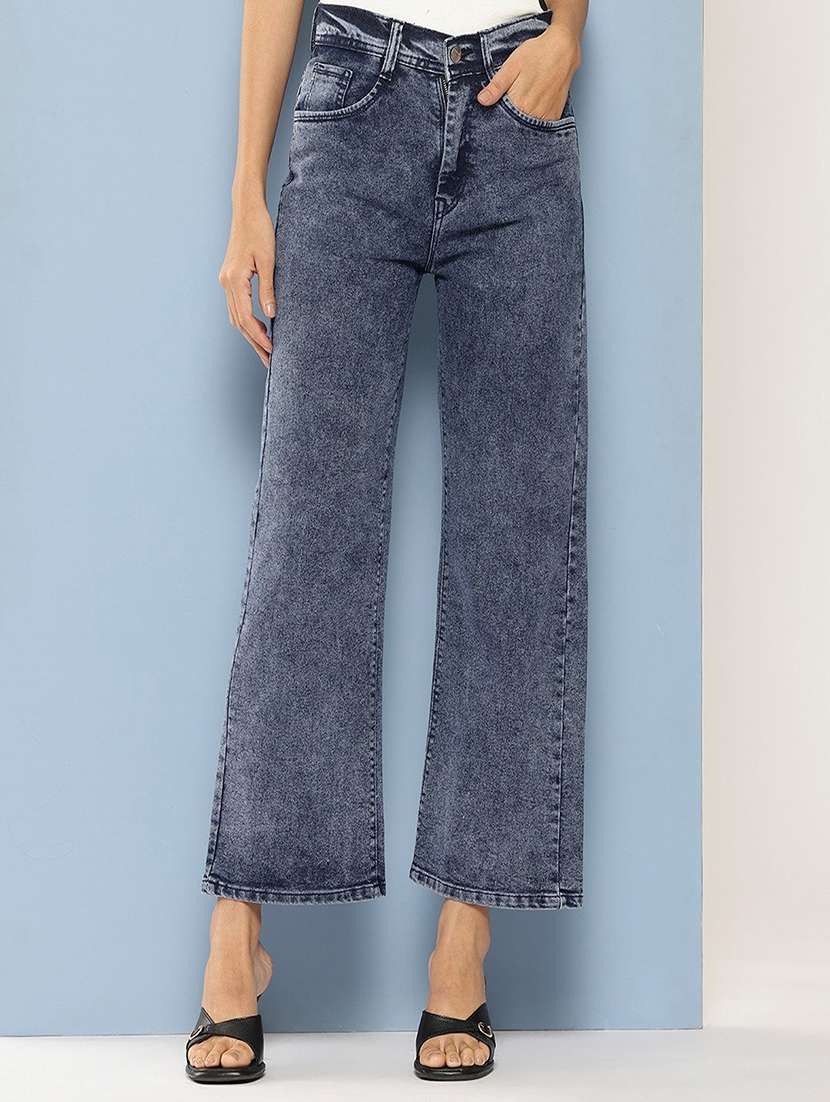 girls solid high rise denim jeans